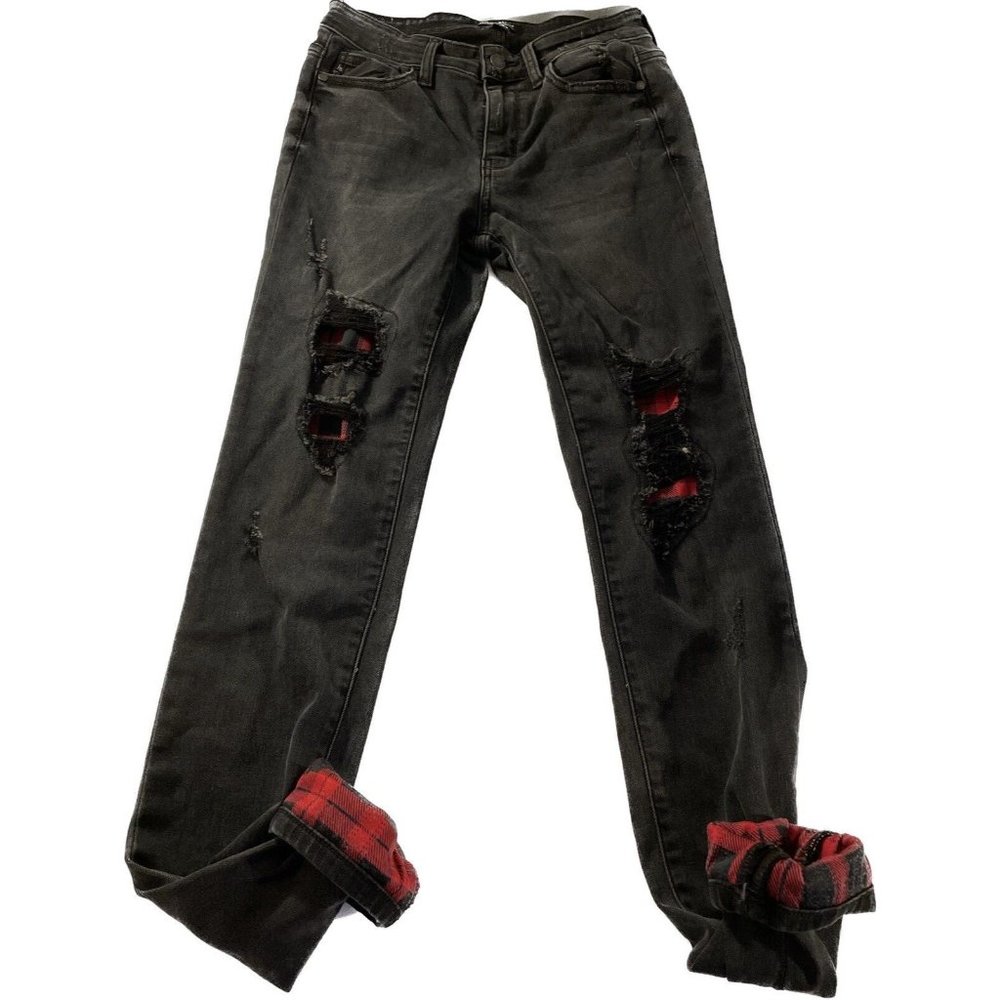 Judy Blue JB82191BK  Jeans Womens Size 3/26 Black Denim Skinny Buffalo Patch